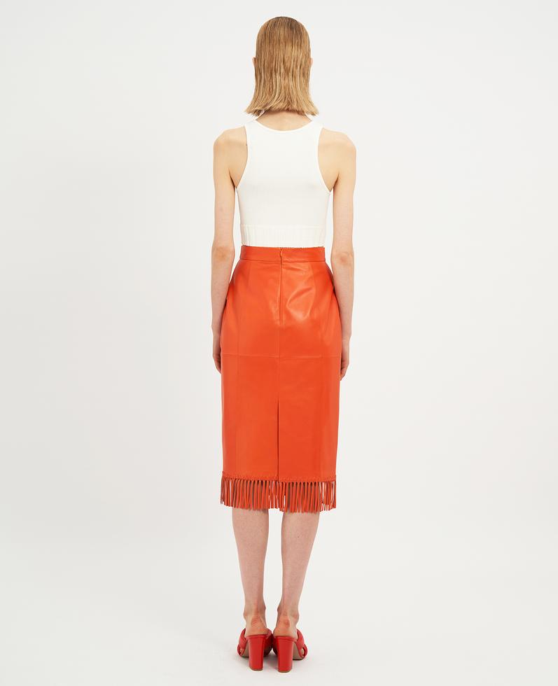 WM2 Leather fringed skirt | K13138 1010032360019